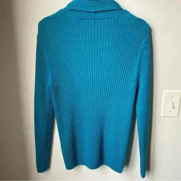 L.L. Bean Teal Ribbed Women's Cardigan - Picture 3 of 12